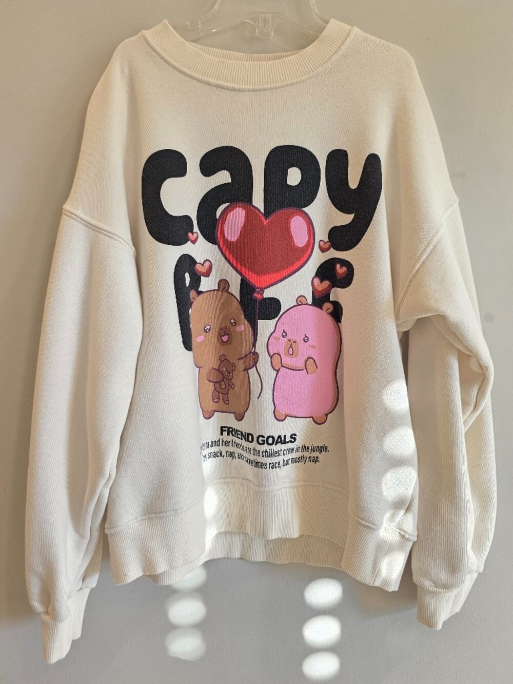 Zara Kids x CapyFun Capybara Friend Goals Cream Oversized Sweater Size 12-13